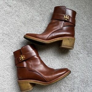TORY BURCH Kira Mid-heel Bootie In Sierra Almond size 8.5
